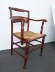 Antique Accent Chair Carved Wood Twine Rye Seat Post-1950 photo 4