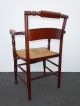 Antique Accent Chair Carved Wood Twine Rye Seat Post-1950 photo 5