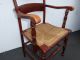 Antique Accent Chair Carved Wood Twine Rye Seat Post-1950 photo 7