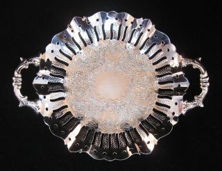 Silver Plate Tray Or Bonbon Dish + Handles - Marlboro Plate By Morton - Parker 515 photo