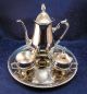 Silver Plate Tea Pot Set – Tea Pot,  Creamer,  Sugar With Cover And A Round Tray Tea/Coffee Pots & Sets photo 11