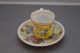 Antique German? Dresden? Porcelain Cup And Saucer Figural Floral Yellow Cups & Saucers photo 3