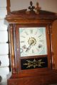 Antique Cottage Mantle Clock Primitive Tin Painted Face Working Clocks photo 1
