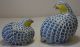 Mid - Century Signed Blue And White Ceramic Pair Of Quail Vases photo 1