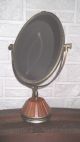Vintage Mid Century Adjustable Swivel 2 - Way Oval Mirror With Wooden Base Mirrors photo 7