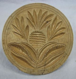 Antique Butter Stamp/print/mold Pineapple Deep Detail With Border 4 photo