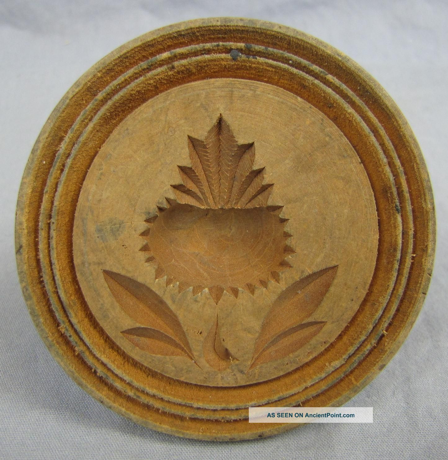 Antique Butter Stamp/print/mold Pineapple Deep Detail With Border 3 Primitives photo