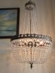 Large French Lead Crystal Chandelier Lustre Classic Empire Purse Lamp Light Chandeliers, Fixtures, Sconces photo 1