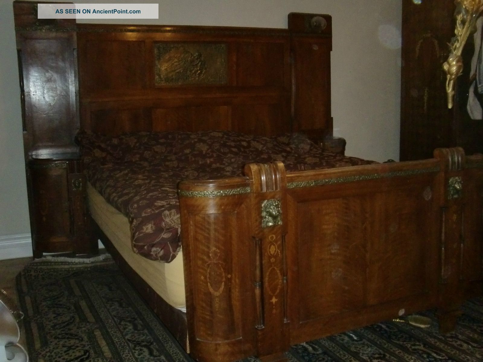 Amazing Turn Of Century Italian Madonna Bedroom Set Bronze Mounts King 1900-1950 photo