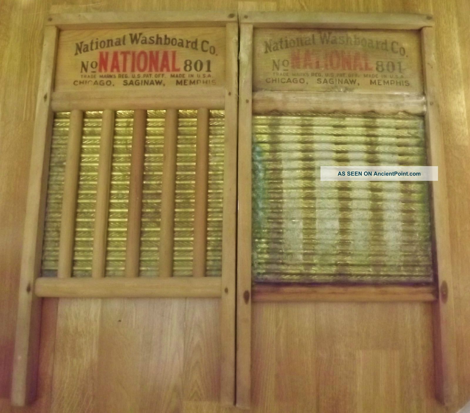 2 National Washboards 801 - The Brass King Top Notch - 1 Euc,  1 Well Primitives photo