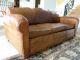 1930 - 40s French Art Deco Moustache Brown Leather Sofa Art Deco photo 10