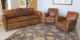 1930 - 40s French Art Deco Moustache Brown Leather Sofa Art Deco photo 1