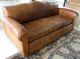 1930 - 40s French Art Deco Moustache Brown Leather Sofa Art Deco photo 2