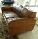 1930 - 40s French Art Deco Moustache Brown Leather Sofa Art Deco photo 5