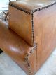 1930 - 40s French Art Deco Moustache Brown Leather Sofa Art Deco photo 8