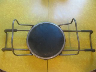 Antique Vtg Barber Child Booster Chair Leather Seat & Leather Handles All Orgnl. photo