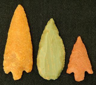 3 Neolithic Neolithique Jasper And Quartz Arrowheads - 6500 To 2000 Bp - Sahara photo