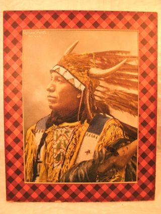 Antique 1899 Hunkpapa Sioux Chief ' Yellow Shirt ' Color Lithograph Print photo