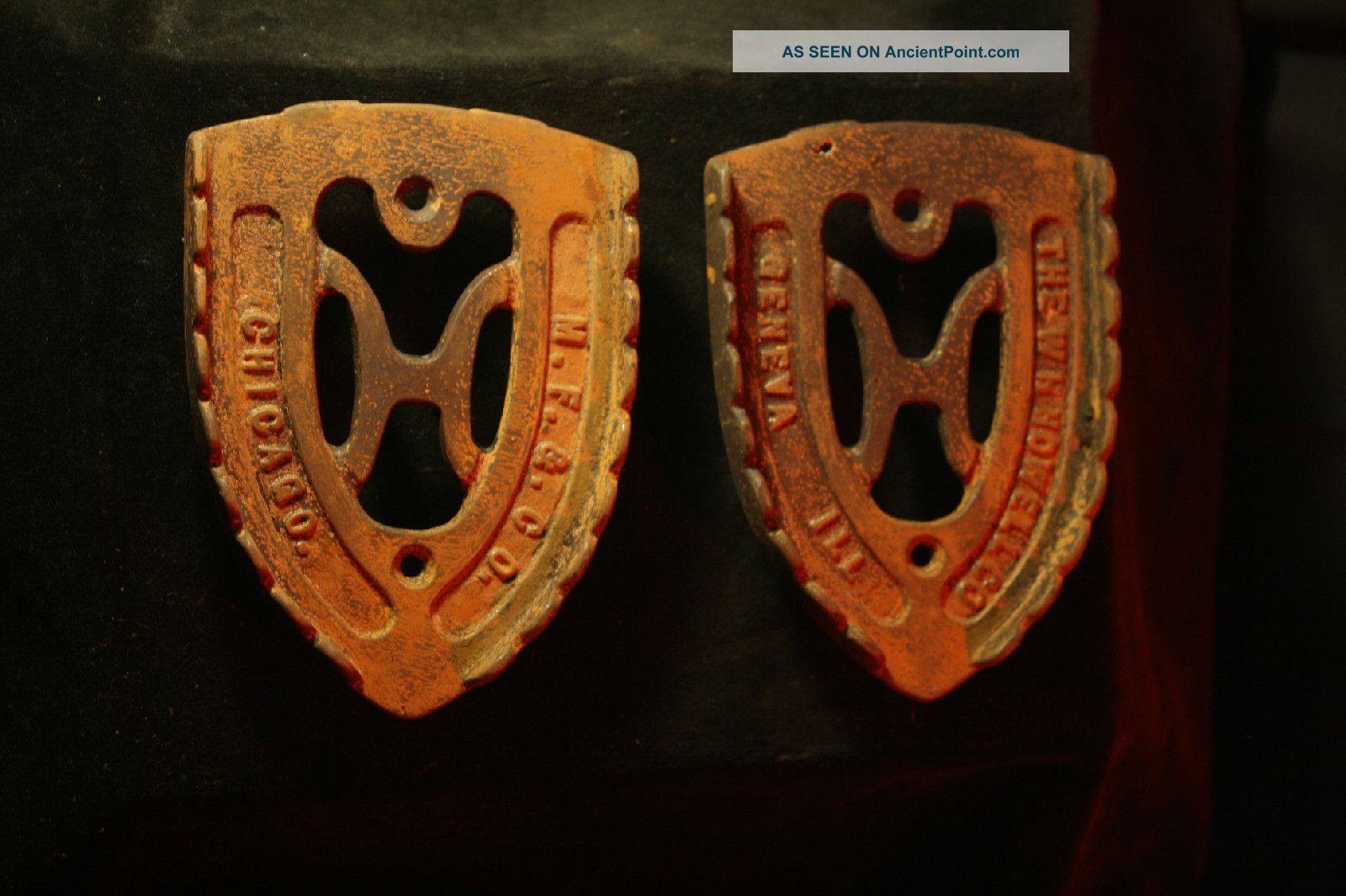 Set Of 2 Antique Cast Iron Trivet Sad Iron Rest M.  F.  & Co Chicago W H Howell Co Trivets photo