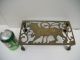 Antique English Fireplace Trivet / Footman Brass Figural Tiger Circa Early Table Trivets photo 5