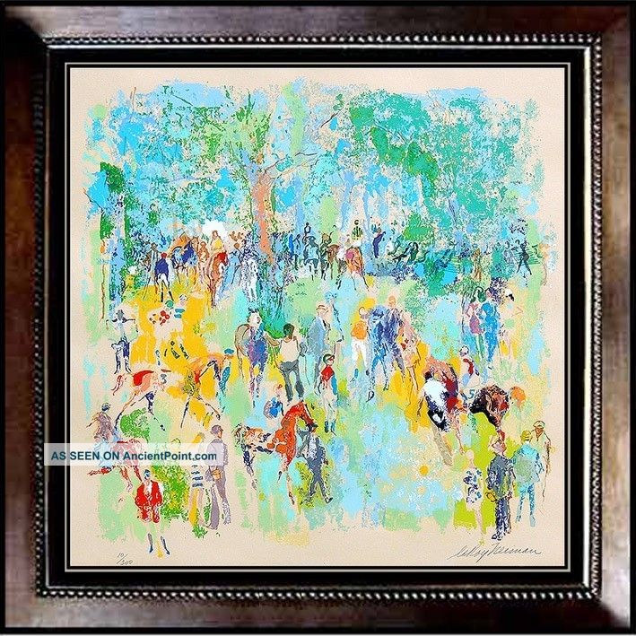 Authentic Leroy Neiman Signed Serigraph Paddock Horse Racing Painting Other photo