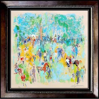 Authentic Leroy Neiman Signed Serigraph Paddock Horse Racing Painting photo
