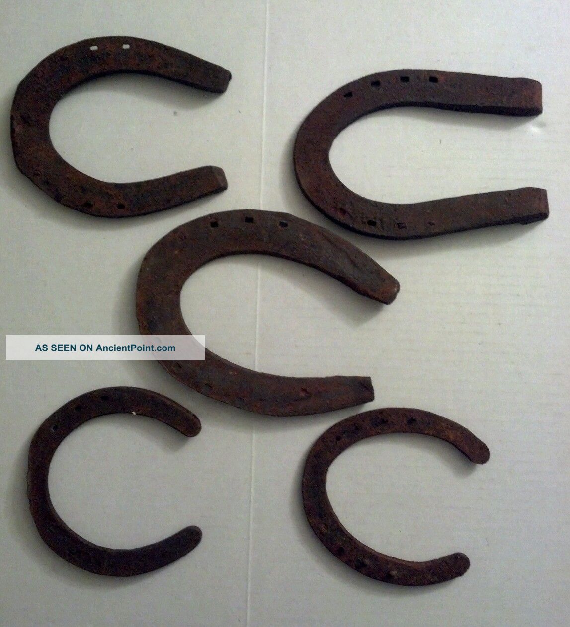 5 Antique Horseshoes Various Sizes