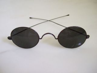 Antique Dark Glass Tin Spectacles Circa Early 1800s photo