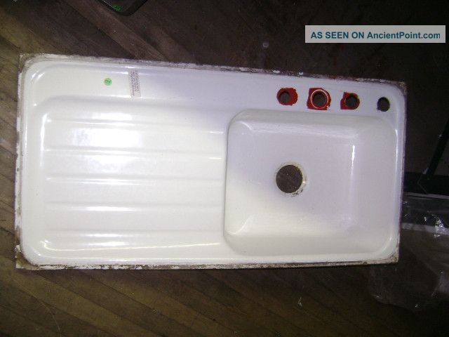 Vintage 1940 ' S American Standard White Cast Iron Sink W/ Drainboard Sinks photo