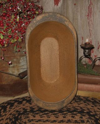 Wood Trencher Bowl Pantry Bread Loaf/candle Pan Antique Mustard Primitive Decor photo