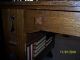 Antique Arts Crafts Mission Solid Tiger Oak Desk With Bookcase Shelves & Cutouts 1900-1950 photo 11
