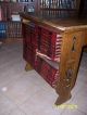 Antique Arts Crafts Mission Solid Tiger Oak Desk With Bookcase Shelves & Cutouts 1900-1950 photo 8