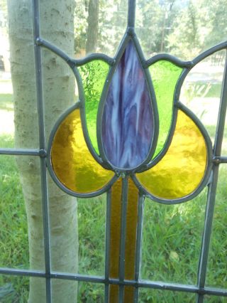 Large Tulip Style Leaded Stained Glass Window From England 2 Available photo