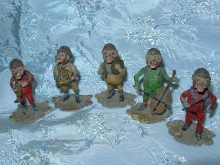 Antique German Monkey Band Nodders Cold Painted Mechanical Rare photo