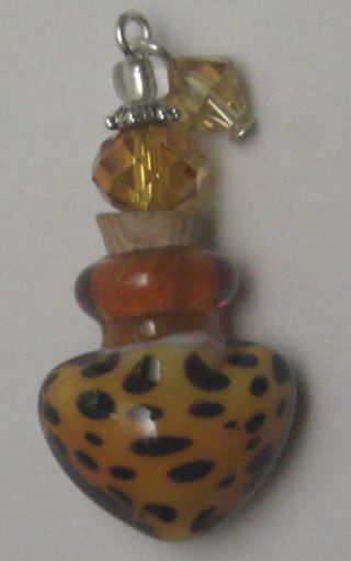 1 Decorative Arts Leopard Dots Heart Brown Glass Bottle Craft Cork Charm Dangle photo