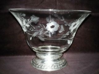 Vintage Etched Glass Sterling Base Candy Dish photo
