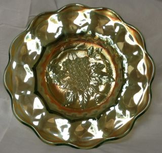 Vintage Imperial Heavy Grape Plate Yellow Green Vaseline Glass Carnival Glass photo