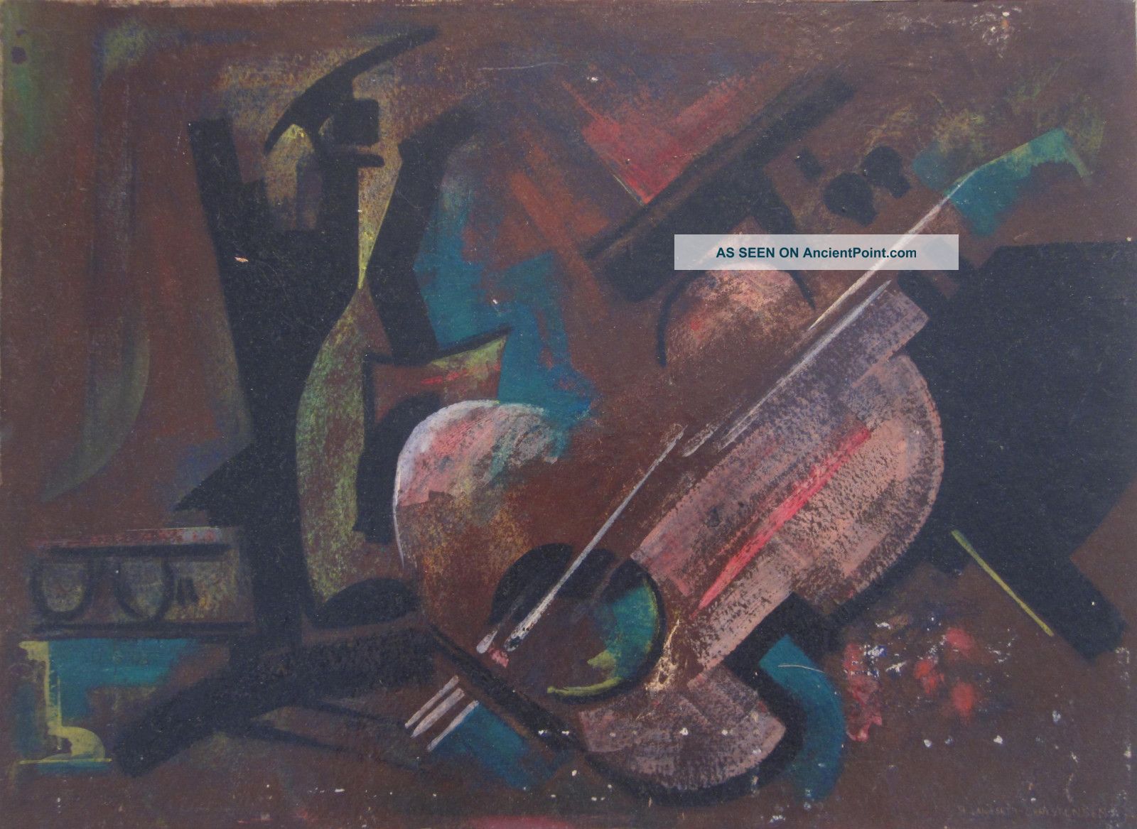 Early Cubist Modernist Abstract Still Life Painting Richard Langseth - Christensen Art Deco photo
