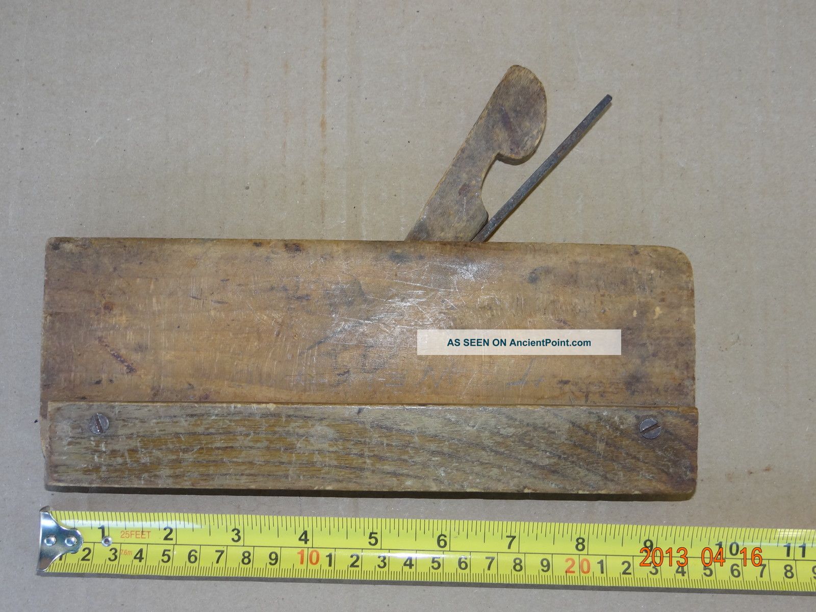 Carpenter Wood Shaver Planer W/ Steel Blade Antique Primitive Hand Tool Primitives photo
