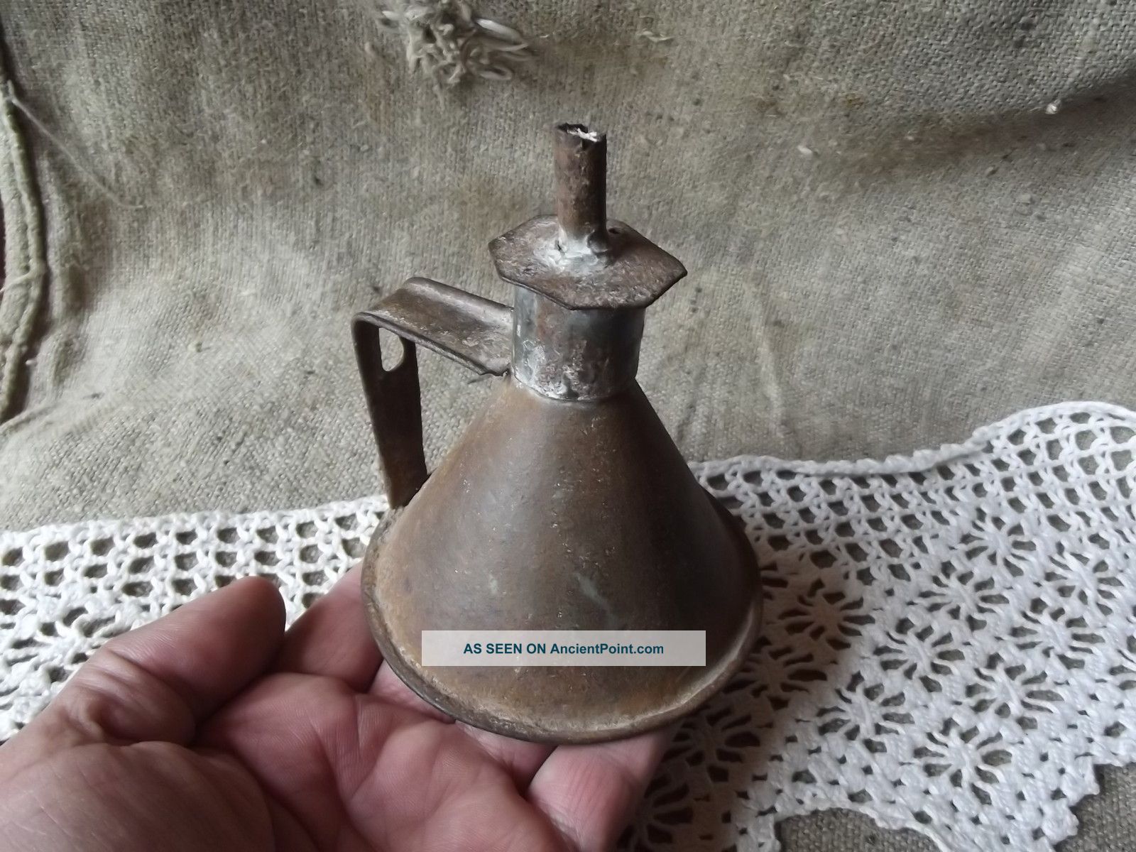 Antique (, Not Reproduction) Ca 1800 - S Whale / Seal Oil Lamp European Primitives photo