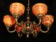 Antique Solid Bronze & Real Alabaster Chandelier From The 1950s Chandeliers, Fixtures, Sconces photo 10