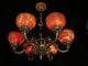 Antique Solid Bronze & Real Alabaster Chandelier From The 1950s Chandeliers, Fixtures, Sconces photo 1