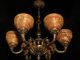 Antique Solid Bronze & Real Alabaster Chandelier From The 1950s Chandeliers, Fixtures, Sconces photo 8
