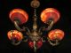 Antique Solid Bronze & Real Alabaster 5 Lights Chandelier From The 1950s Chandeliers, Fixtures, Sconces photo 1