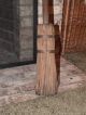 Antique Wooden Long Handled Broom Primitive Metal Band Primitives photo 1