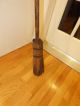 Antique Wooden Long Handled Broom Primitive Metal Band Primitives photo 5