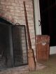 Antique Wooden Long Handled Broom Primitive Metal Band Primitives photo 6