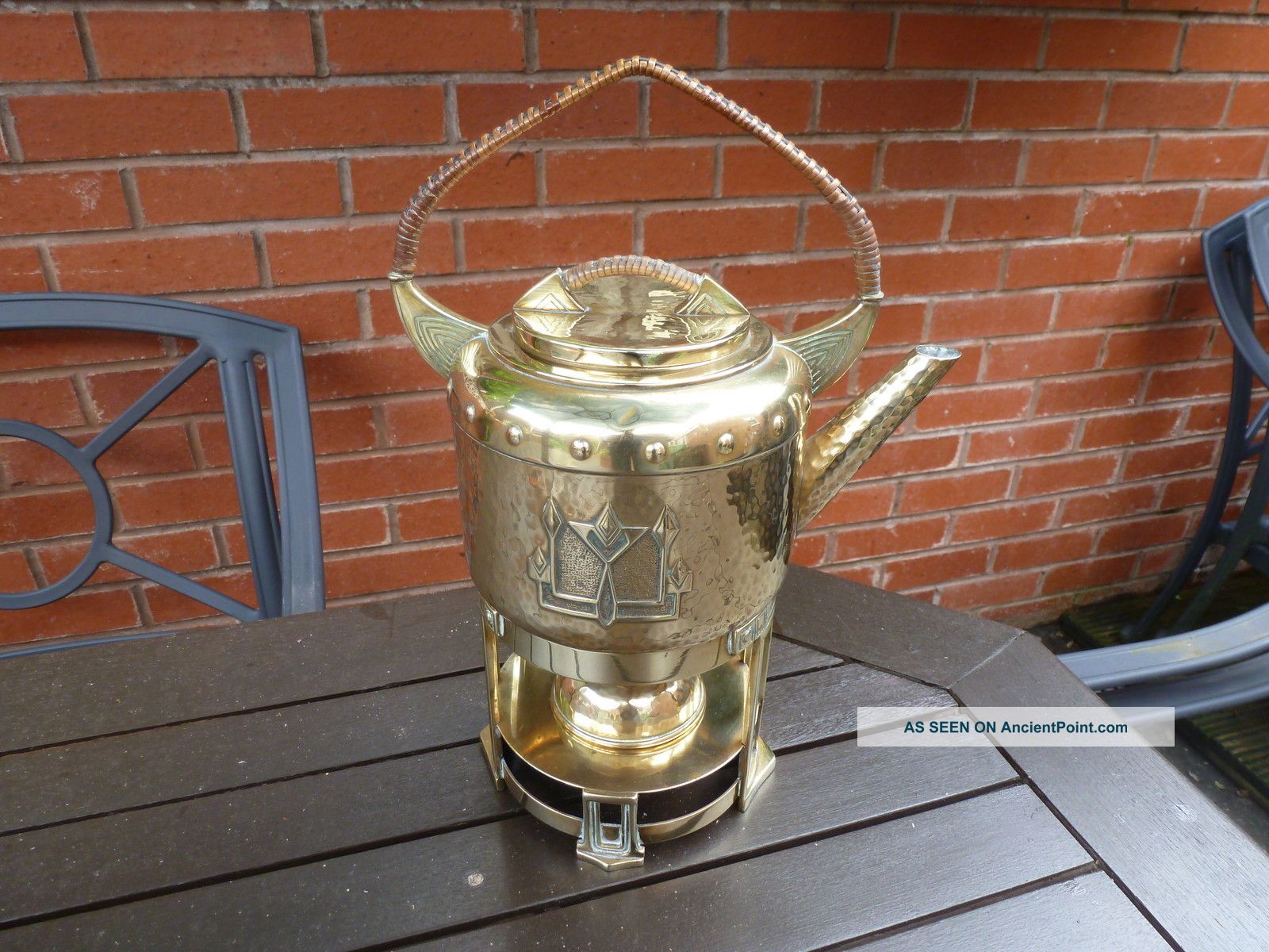 Stunning Arts & Crafts Brass Spirit Kettle With Stand Arts & Crafts Movement photo