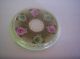 Antique Porcelain Jardiniere Base Trivet Stand Victorian Green Pink Roses Star Victorian photo 1