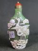 Fine Chinese Hawk Crane Carved Peking Overlay Glass Snuff Bottle Snuff Bottles photo 2
